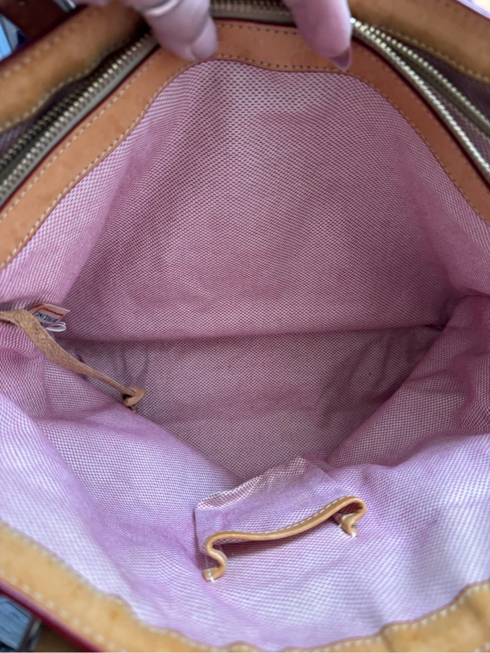 Dooney & Bourke East/West Monogram Shopper Tote with Vachetta Trim (Yellow)-GUC - Picture 9 of 16
